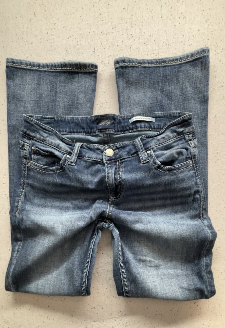 Daytrip Mila Bootcut Jeans Womens 29R Medium Wash Flap Pocket Thick Stitch Y2K